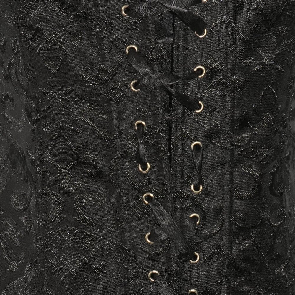 LNC Goth Bustier Sexy Black Party Clothes Womens 3XL Silver Hardware Textured - Picture 4 of 4